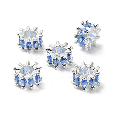 Brass Micro Pave Cubic Zirconia European Beads KK-B142-13B-03S-1