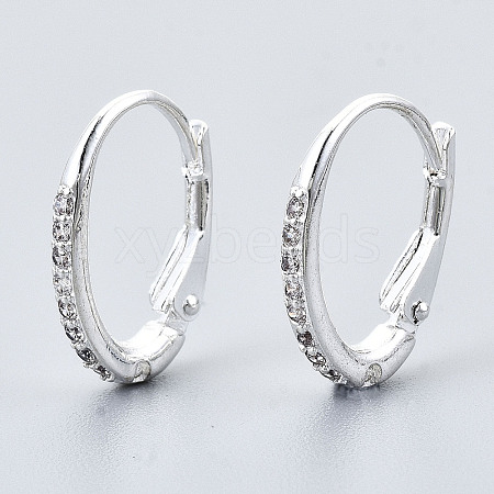 Brass Cubic Zirconia Leverback Earring Findings KK-S340-39S-1