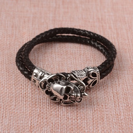 Braided Leather Cord Bracelets BJEW-L605-35-1