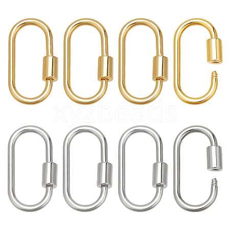  8Pcs 2 Colors Brass Screw Carabiner Lock Charms KK-NB0003-52-1