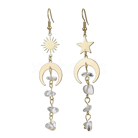 Moon & Sun & Star Brass Asymmetrical Earrings EJEW-JE05461-03-1