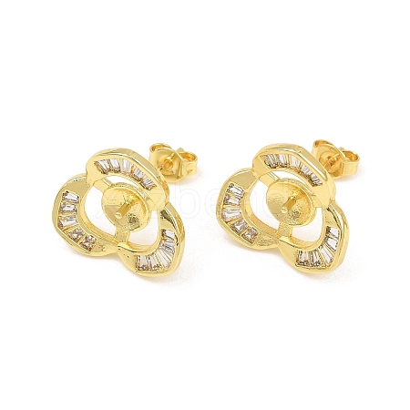 Brass Micro Pave Cubic Zirconia Stud Earring Finding CU-CBAA5EE-01G-1