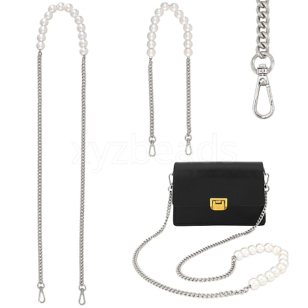 WADORN 2Pcs 2 Style Plastic Imitation Pearl Beaded Bag Straps DIY-WR0002-72P-1