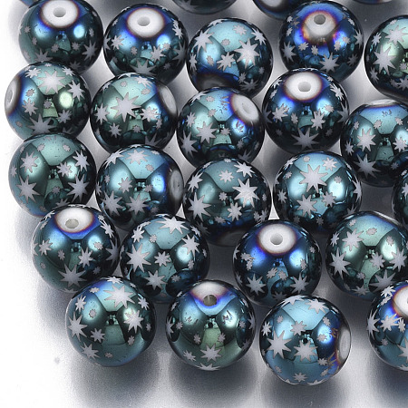 Christmas Electroplate Glass Beads X-EGLA-R113-07E-1