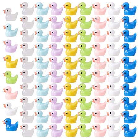 80 Pcs Tiny Ducks Mini Resin Duck Colorful Mini Duck Bulk Fairy Tale Garden Animal Sculpture Resin Duck Image for Miniature Landscape JX344A-1