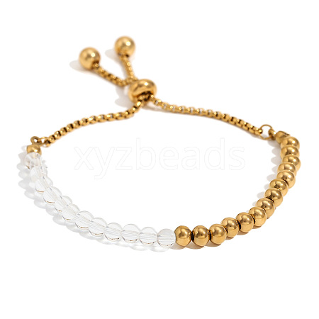 Retro Stainless Steel 18K Gold Acrylic Bead Rope Bracelet PM1309-1-1