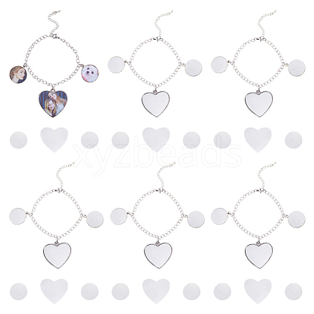 DIY Blank Heart Brass & Alloy Charm Bracelets Making Kit BJEW-DC00002-1