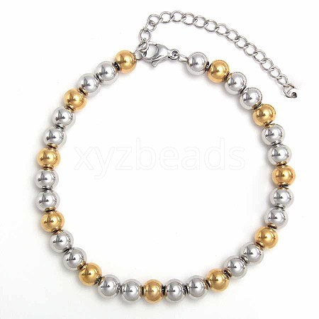 Non-Tarnish Simple Fashion Round Stainless Steel Beaded Bracelets for Women UG2742-18-1