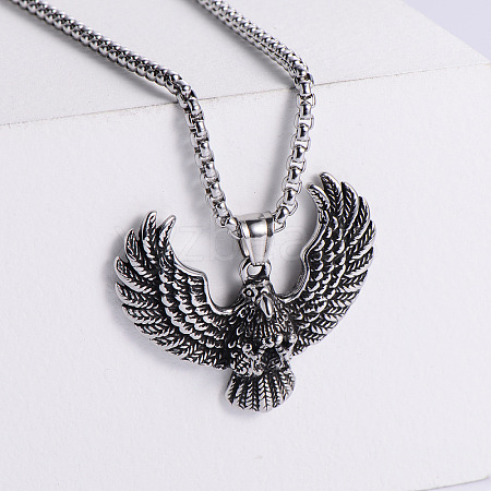 Eagle Wings 304 Stainless Steel Pendant Necklace Punk Hip-hop Fashion Jewelry TK4489-1-1