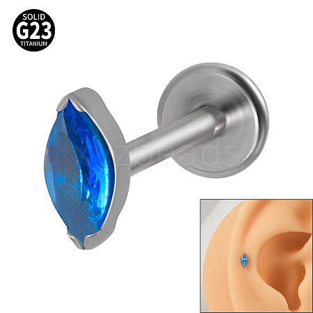 G23 Titanium Cubic Zirconia Horse Eye 17 Gauge Threadless Labrets for Women Men WG9E7C9-02-1