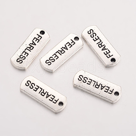Tibetan Style Alloy Rectangle with Word Fearless Pendants LS-TIBEP-Q043-064-RS-1