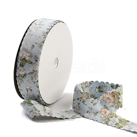 20 Yards Flower Printed Polyester Ribbon OCOR-Z005-03E-1