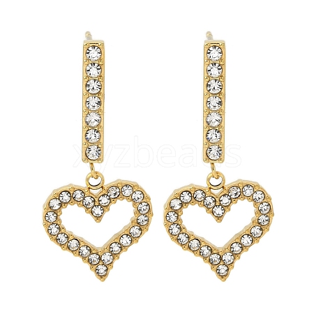 Ion Plating(IP) Stainless Steel Inlay Rhinestone Stud Earrings for Women EJEW-M024-05B-G-1