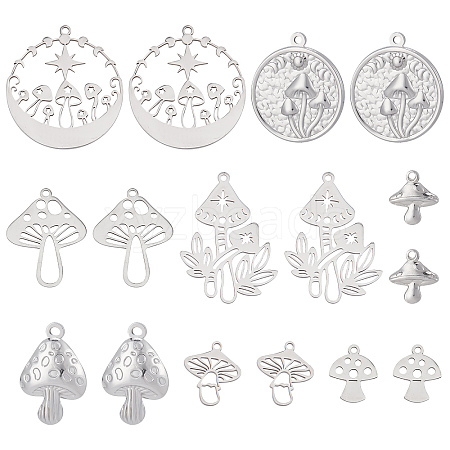 SUNNYCLUE 16Pcs 8 Style 201 & 304 Stainless Steel Charms STAS-SC0004-92-1