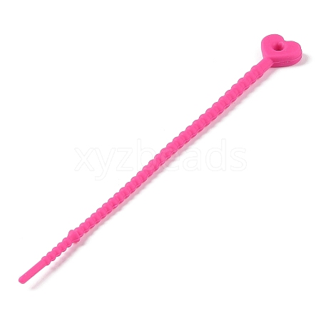 Heart Shape Silicone Cable Zip Ties AJEW-C034-02I-1