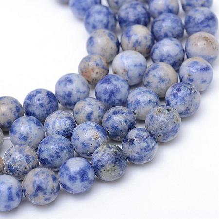 Round Dyed Natural Blue Spot Jasper Bead Strands G-R345-6mm-14-1