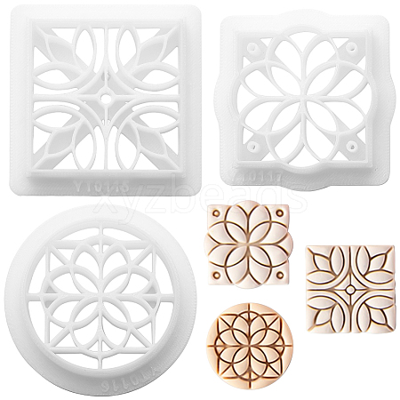 CRASPIRE 3Pcs 3 Styles Retro Flower Pattern Resin Clay Pressed Molds DIY-CP0010-32-1