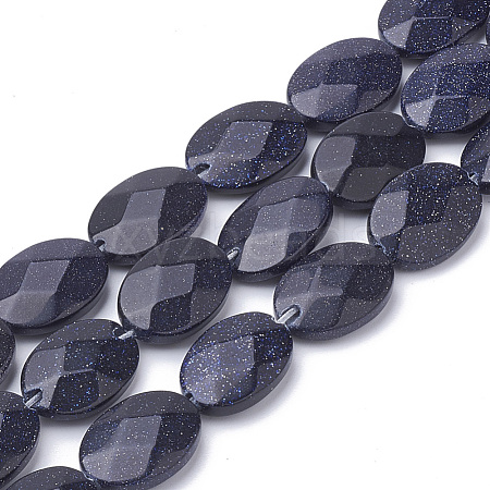 Synthetic Blue Goldstone Beads Strands G-S292-43-1