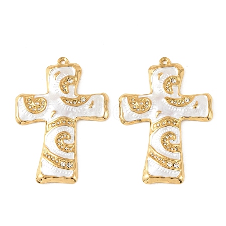 304 Stainless Steel Enamel Rhinestone Big Pendants STAS-L314-09G-03-1