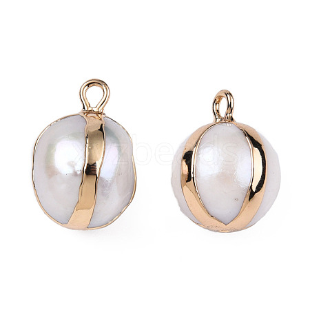 Electroplate Natural Baroque Pearl Keshi Pearl Pendants PEAR-N021-12-1