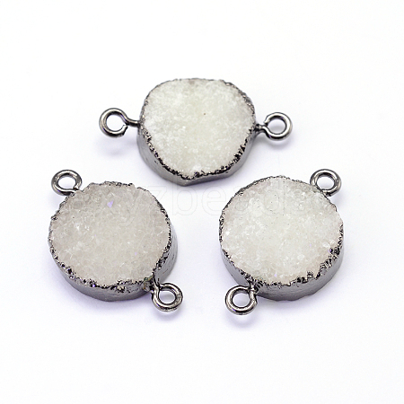 Natural Drusy Agate Flat Round Links connectors G-P090-19-1