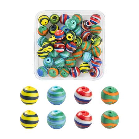 40Pcs 4 Colors Handmade Frosted Lampwork Beads LAMP-LS0001-06-1