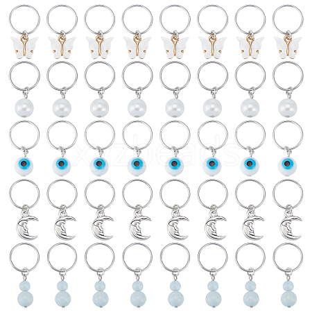40Pcs Alloy & Lampwork & Natural Aquamarine Dreadlocks Beads PALLOY-PH01625-1