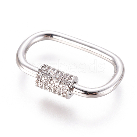 Brass Micro Pave Cubic Zirconia Screw Carabiner Lock Charms ZIRC-F105-03P-1