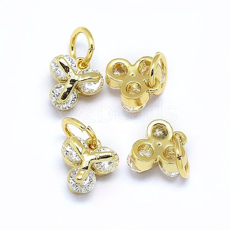 Brass Micro Pave Cubic Zirconia Charms KK-F764-04G-1