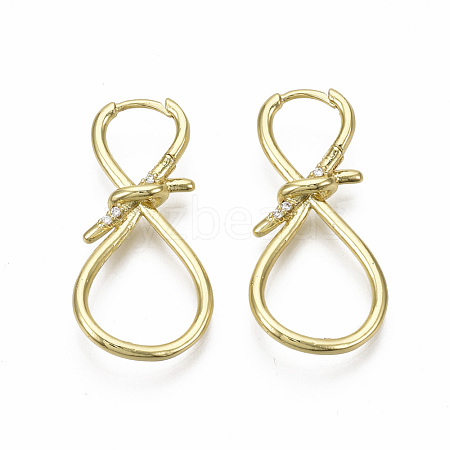 Brass Micro Pave Clear Cubic Zirconia Huggie Hoop Earrings EJEW-R144-001G-NF-1