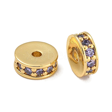 Rack Plating Brass Micro Pave Cubic Zirconia Beads KK-U030-27G-03-1