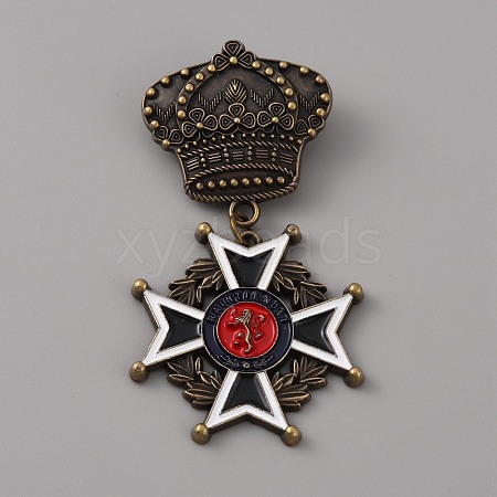 Crown & Cross Zinc Alloy Pendant Lapel Pin JEWB-WH0028-05B-1