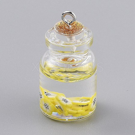 Transparent Glass Wishing Bottle Pendant Decorations EGLA-B002-02A-1