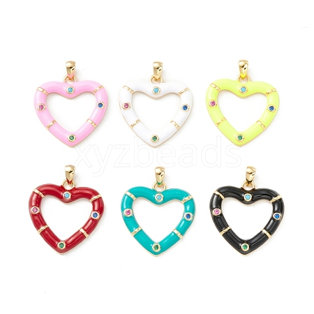 Rack Plating Brass Micro Pave Colorful Cubic Zirconia Pendants KK-D073-07G-1