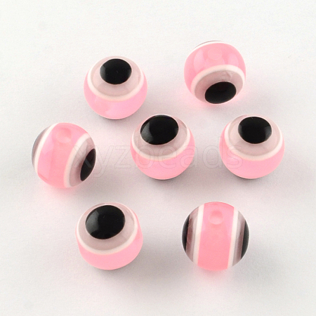 Round Evil Eye Resin Beads RESI-R159-8mm-11-1