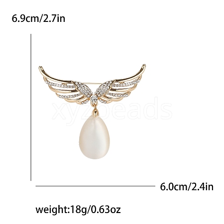 Alloy and Clear Rinestone Wings Brooch PW-WG6BAD7-01-1