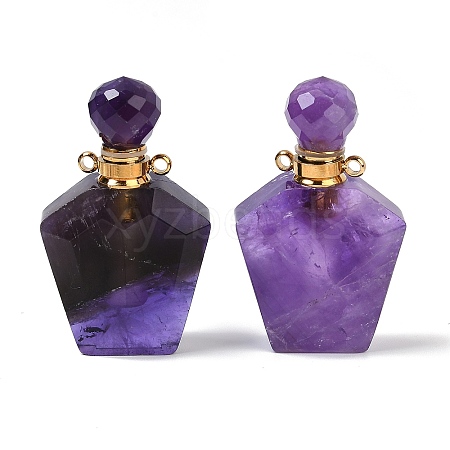 Natural Amethyst Openable Perfume Bottle Pendants G-I381-02G-01-1