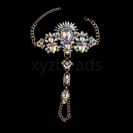 Fashion Alloy & Acrylic Rhinestone Flower Toe Ring Anklets for Beach Party WGAEED0-02-1