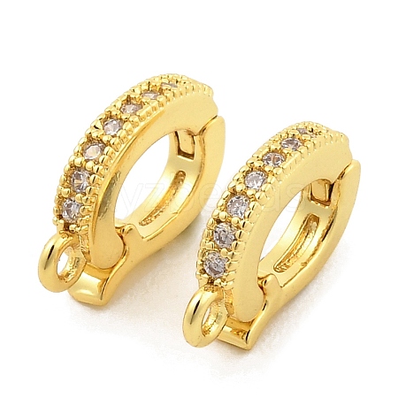 Brass with Cubic Zirconia Clip-on Earring Findings KK-Q782-05G-1