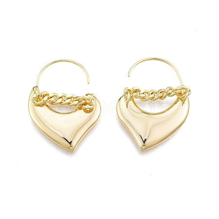 Brass Heart Dangle Earrings for Women EJEW-G322-30G-1
