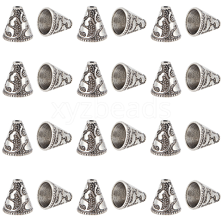 SUNNYCLUE 40Pcs Tibetan Style Cone Alloy Bead Cones FIND-SC0007-94-1