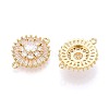 Brass Pave Clear Cubic Zirconia Connector Charms KK-N284-21G-2