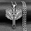 304 Stainless Steel Double Dragon Cross Sword Pendant Twisted Chain Necklaces for Men NJEW-S440-02AS-1