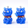 Resin Lucky Kitten Pendants RESI-T021-02-2