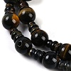 Natural Yellow Tiger Eye & Dyed Blue Tiger Eye 3-Hole Guru Beads Strands G-H064-E05-01A-4