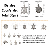 CHGCRAFT 30Pcs 15 Style Tibetan Style Alloy Pendants FIND-CA0006-44-2