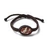 Adjustable Oval Natural Red Jasper Braided Bead Bracelets BJEW-H626-02-13-4