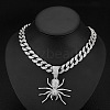 Alloy Full Crystal Rhinestone Halloween Spider Pendant Cuban Link Chain Necklaces for Men FS-WG4B1F3-02-1