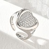 Brass Micro Pave Cubic Zirconia Cuff Open Rings for Women CU-CBA760A-13C-P-2