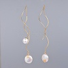 Natural Baroque Pearl Keshi Pearl Ear Threads EJEW-JE03434-3